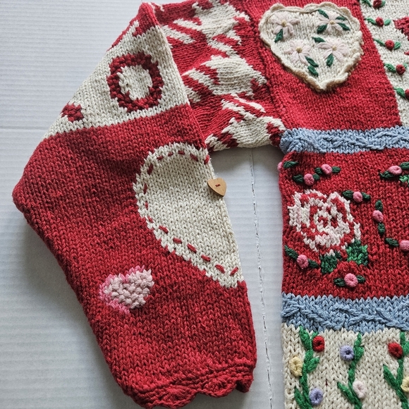 Vintage Eagle's Eye Red Valentine's Day Knit Ugly Sweater - Picture 6 of 16